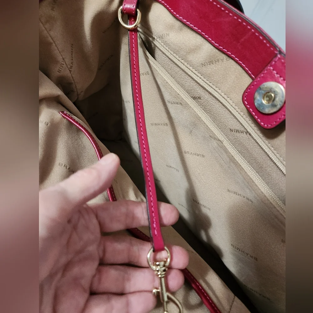 Brahmin Spacious Raspberry Leather Bag - Picture 10 of 14